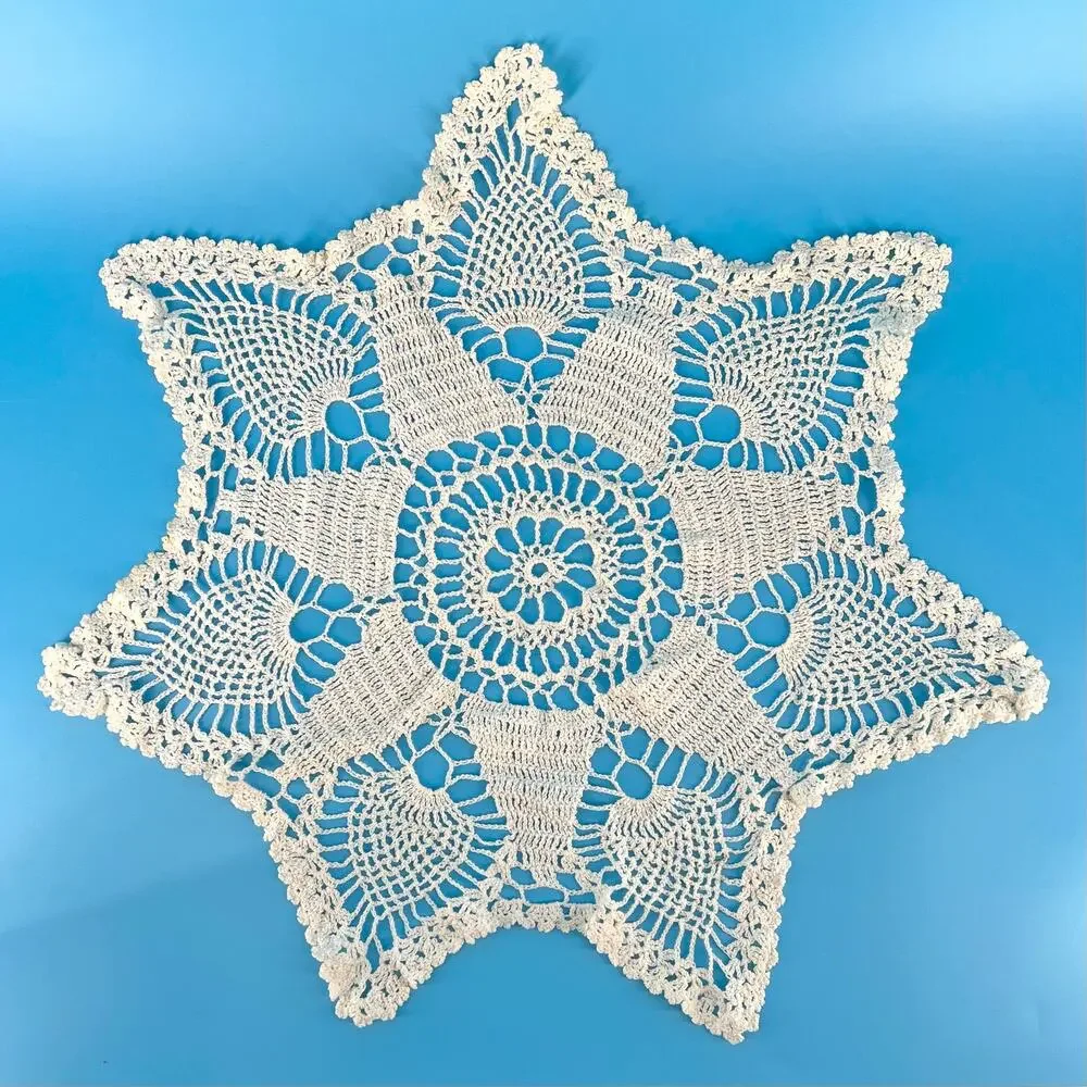 70s Crochet Large Doily Cottage 1970s Vintage
